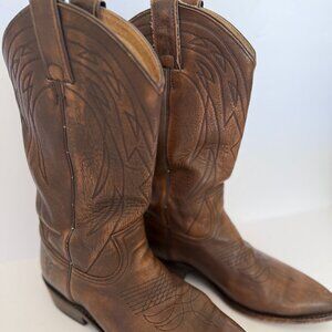 Frye Brown Women's Leather Western Cowboy "Kate" Pull- Up Boots Made in Mexico